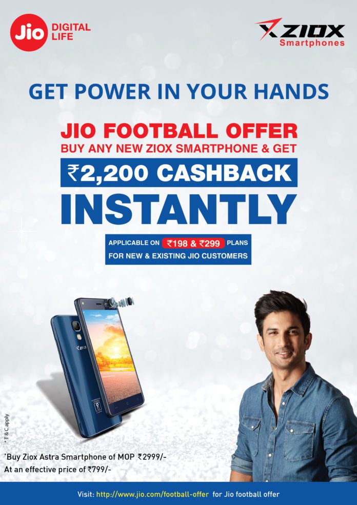 Ziox Mobiles partners with Jio, offers Instant Cashback of Rs.2200/- on all new Ziox 4G Smartphones