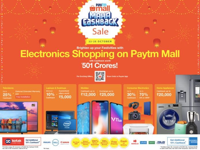 Electronics Special of Paytm Mall’s Maha Cashback Sale live Today